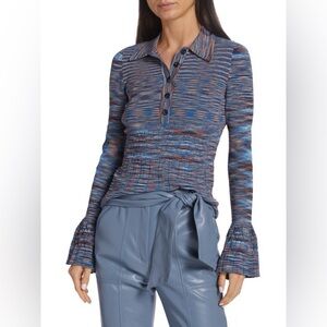Johnathan Simkhai Mackenna Space-Dyed Knit Polo Top
